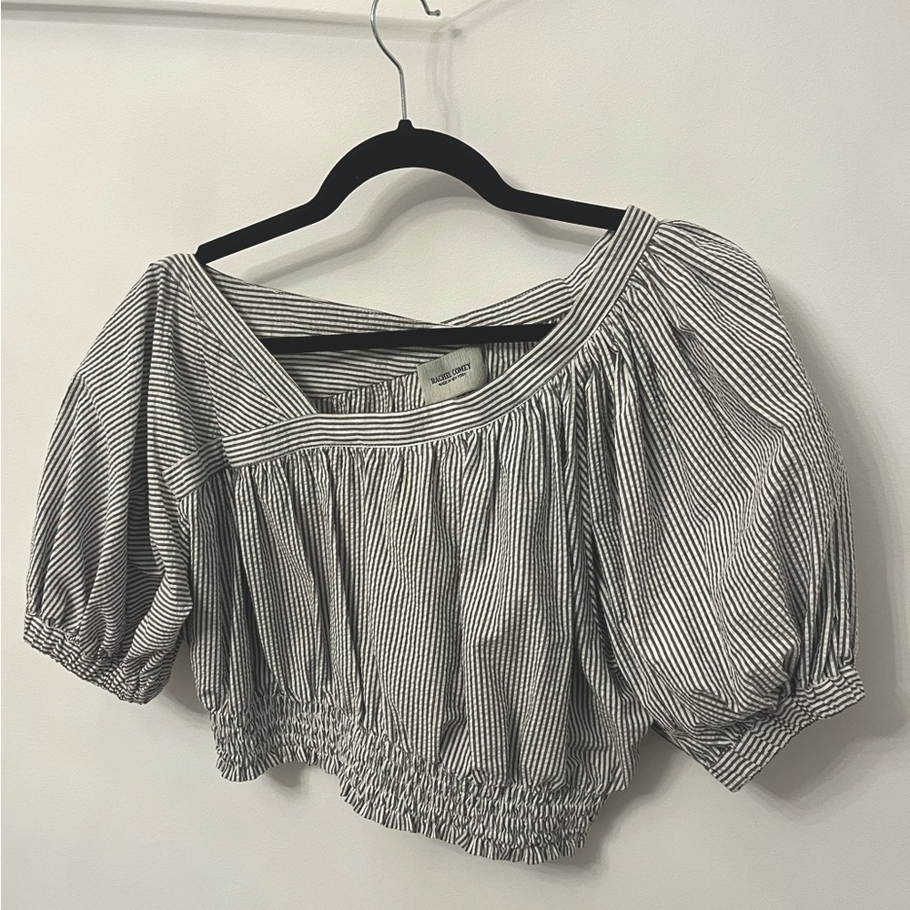Rachel Comey Delirium top puff-sleeve seersucker// off the shoulder// size M